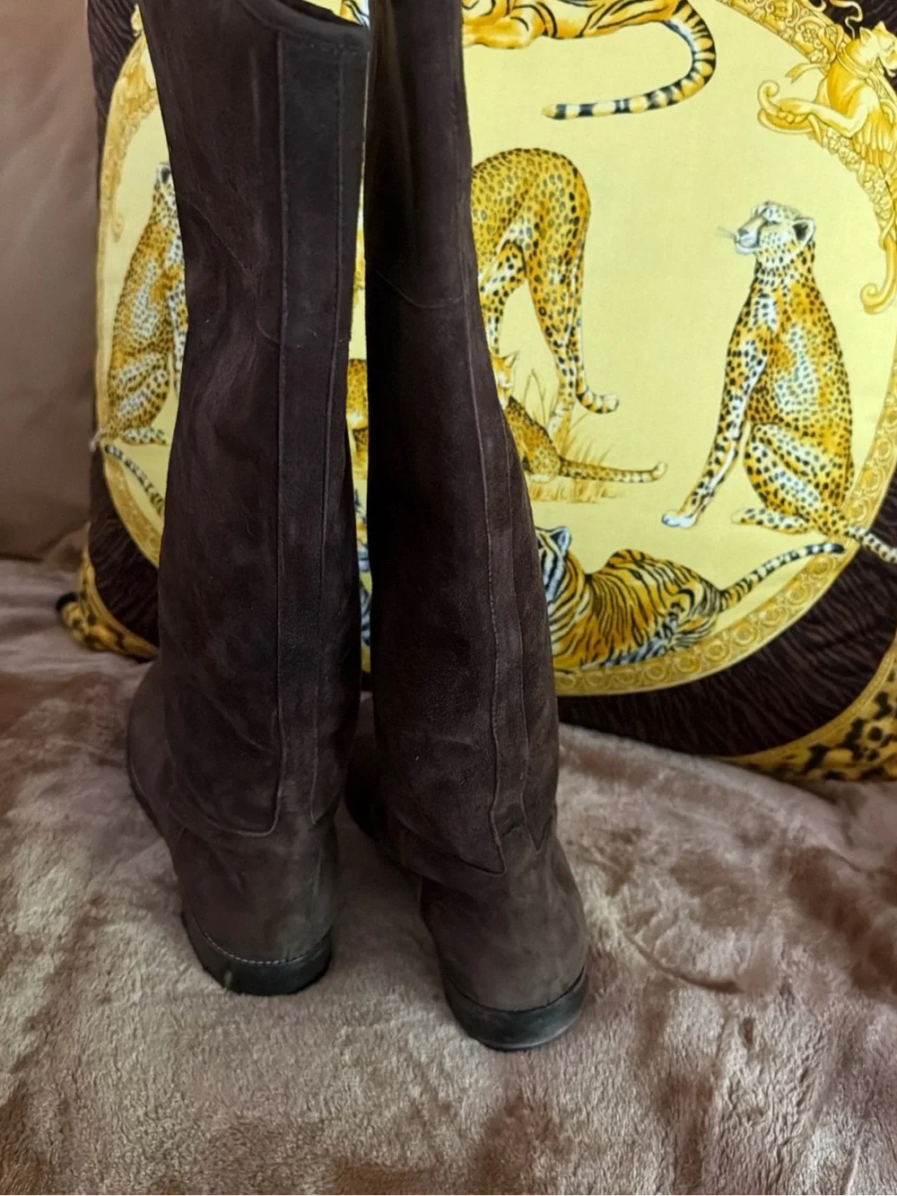 Giuseppe Zanetti Brown Suede Knee High Boots Size 38.5 Italy